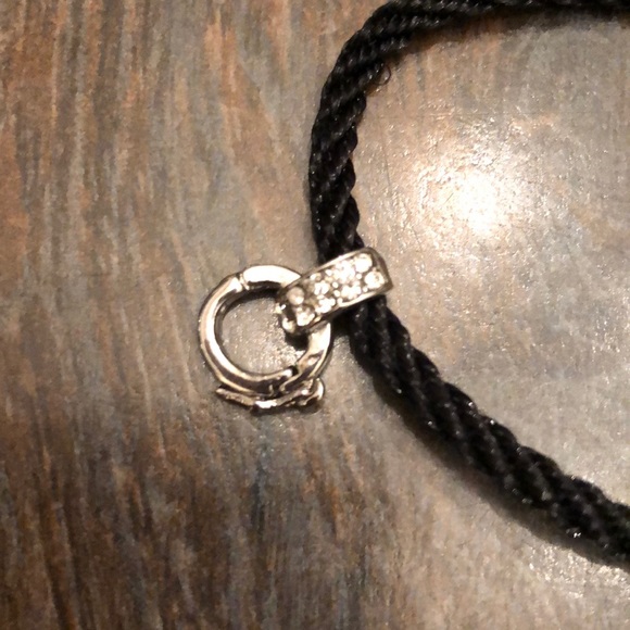 Bolo tie black cord and crystal necklace - Picture 3 of 9